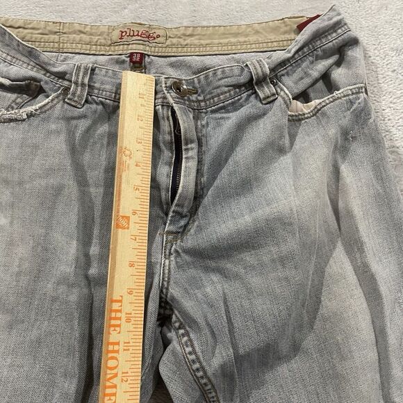 Plugg Jeans Men's 38 x 32 Blue Light Denim Wash Distressed Relaxed Fit Y2K Grung - Picture 7 of 10